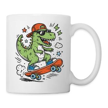 Krokodil auf Skateboard mit Cap - Tasse - Weiß - Rechts