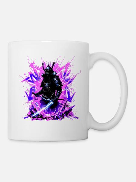 Cyber Samurai – Synthwave Katana Geist - Tasse - Weiß