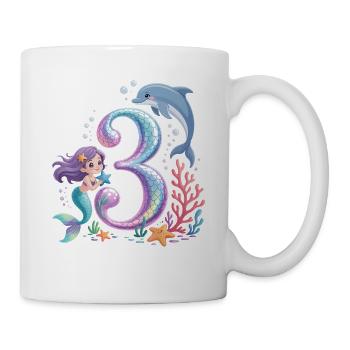 Meerjungfrau 3. Geburtstag 3 Jahre - Tasse - Weiß - Rechts