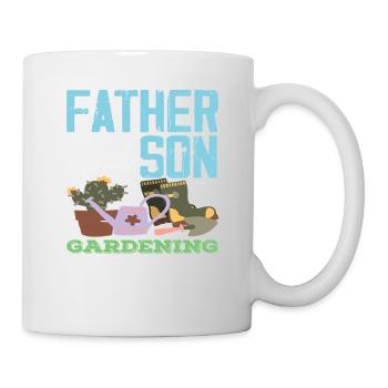Vater Sohn Pflanzenliebhaber Gartenarbeit - Tasse - Weiß - Rechts
