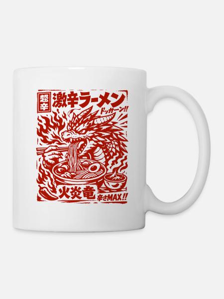 Drachen | Ramen | Nudelsuppe | extra scharf - Tasse - Weiß