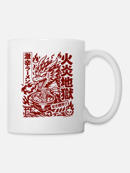 Drachen | Ramen | Nudelsuppe | extra scharf - Tasse - Weiß