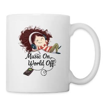 Music On World Off – Fille aux écouteurs - Mug blanc - blanc - Droite