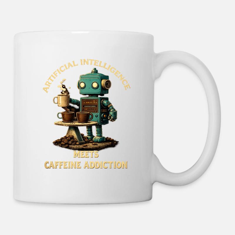 Kaffeeroboter – Künstliche Intelligenz trifft Koff - Tasse - Weiß