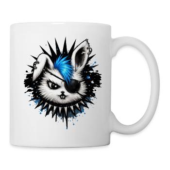 Lapin punk avec crête et cache-œil - Mug blanc - blanc - Droite