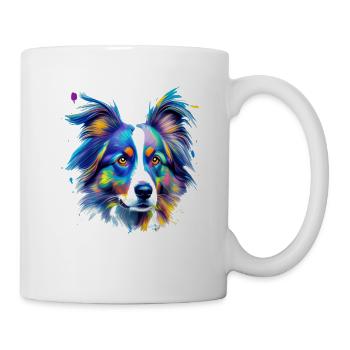 Australian Shepherd Aussie Hund Farbenfrohe Kunst - Tasse - Weiß - Rechts