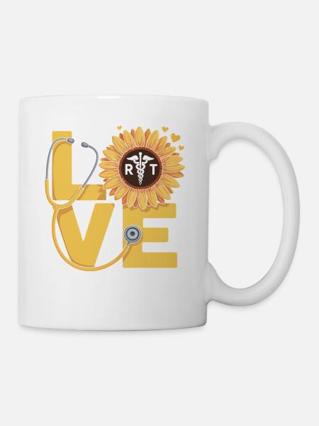 Liebe heilt mit Sonnenblume - Tasse - Weiß