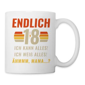 Enfin 18 ans, je peux tout faire, je sais tout, tout - Mug blanc - blanc - Droite
