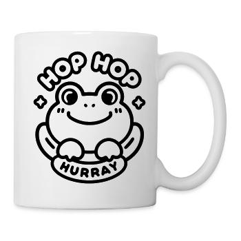 Hop Hop Hurray Frosch | Süßes Gute-Laune Motiv - Tasse - Weiß - Rechts