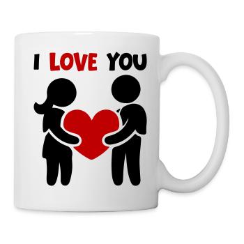 Je t’aime - Couple amoureux au cœur - Mug blanc - blanc - Droite