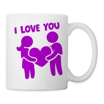 Je t’aime - Couple amoureux au cœur - Mug blanc - blanc - Droite