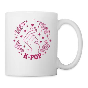 K-Pop Finger Herz Koreanische Musik Niedliche K-Pop Liebe - Tasse - Weiß - Rechts