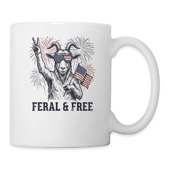 Des images drôles et patriotiques de sauvage et libre - Mug blanc - blanc - Droite