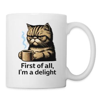 Chat et café: premier délice - Mug blanc - blanc - Droite