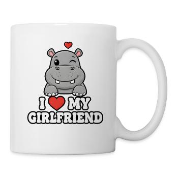 Süßes Hippo I Love My Girlfriend Design - Tasse - Weiß - Rechts