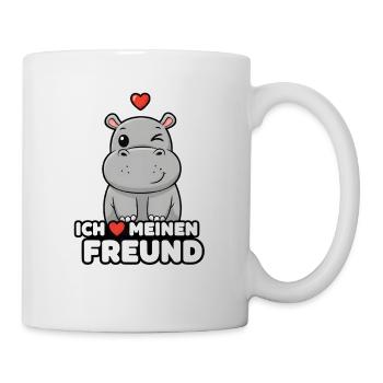 Süßes Hippo Ich liebe meinen Freund Design - Tasse - Weiß - Rechts
