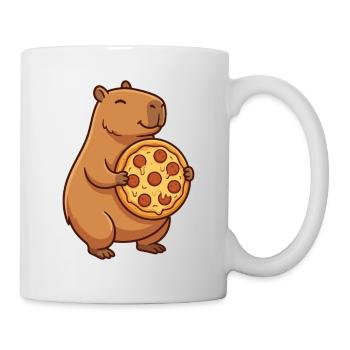 Capybara avec pizza - Mug blanc - blanc - Droite