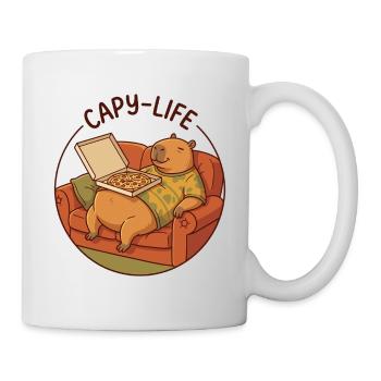 Capybara sofa with pizza cozy animal motif - Mug - white - Right