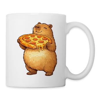 Capybara avec motif d’animal drôle de pizza - Mug blanc - blanc - Droite