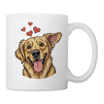 Cheerful Dog With Hearts - Mug - white - Right