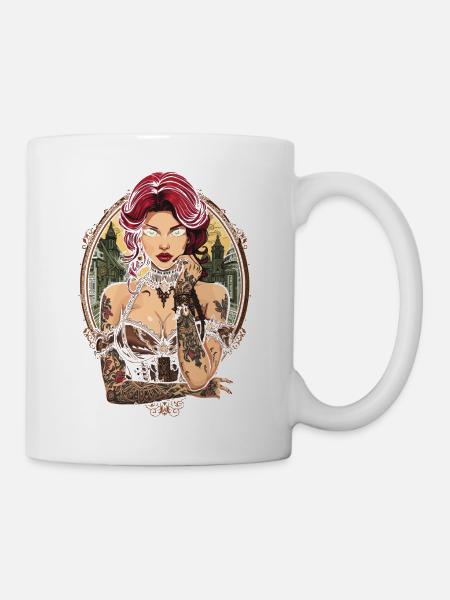 Steam Punk Schöne Frauen Steampunk - Tasse - Weiß