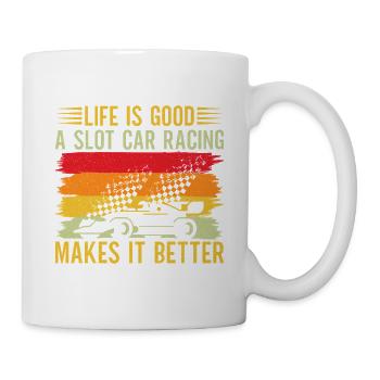 Vintage Retro Slot Car Racing Makes Life Better - Tasse - Weiß - Rechts