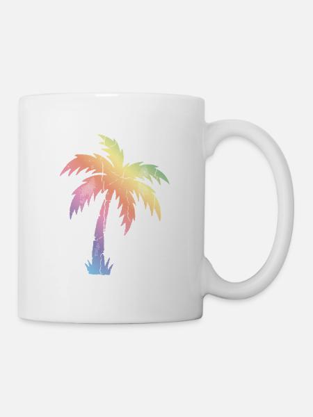 Palme Bunt - Tasse - Weiß