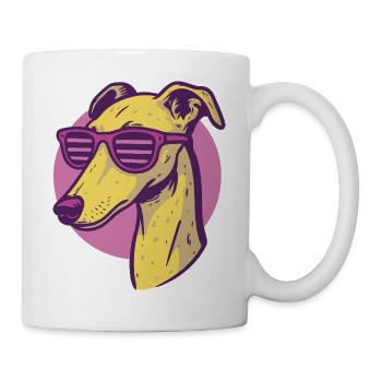 Windhund, Galgo Sonnenbrille Pop-Art - Tasse - Weiß - Rechts
