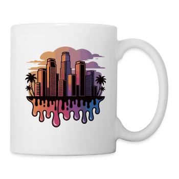 Schmelzende Skyline am Abend - Tasse - Weiß - Rechts
