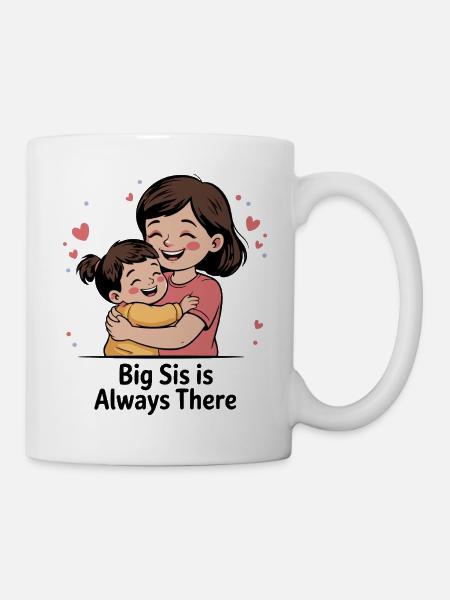 Tender Big Sister Embrace - Mug - white