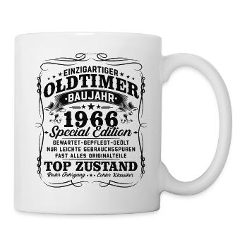 60. Geburtstag 1966 Oldtimer Geschenk Retro - Tasse - Weiß - Rechts