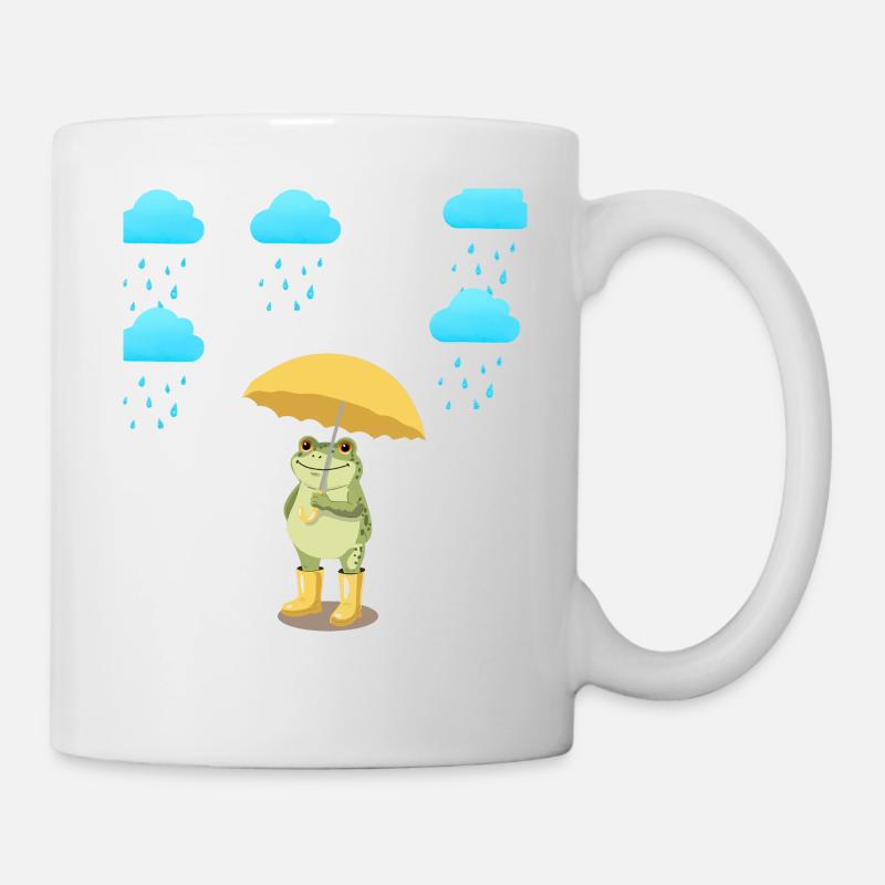 Frog with umbrella in the rain - Mug - white
