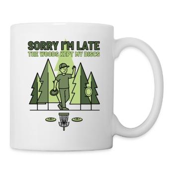 Désolé pour le retard Les bois ont gardé mes disques Disc golf - Mug blanc - blanc - Droite