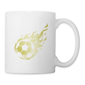 Brennender Fußball Flammen Gold - Tasse - Weiß - Rechts