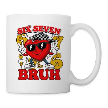 Six Seven Bruh Cool Heart Cartoon Lustiges Meme - Tasse - Weiß - Rechts