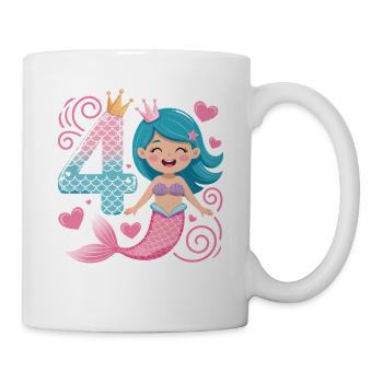 Meerjungfrau 4. Geburtstag 4 Jahre - Tasse - Weiß - Rechts