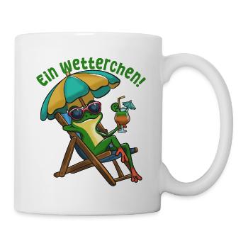 Sommerfrosch im Strandstuhl - Tasse - Weiß - Rechts