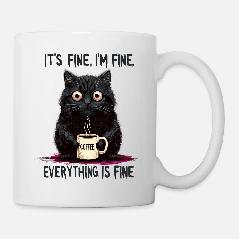 Ça va, je vais bien de l’humour de chat au café - Mug blanc - blanc