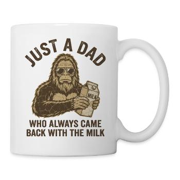 Cool Bigfoot Dad with Milk Carton Funny Father - Mug - white - Right