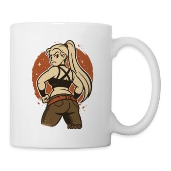Woman and Fighter Cartoon Retro - Mug - white - Right