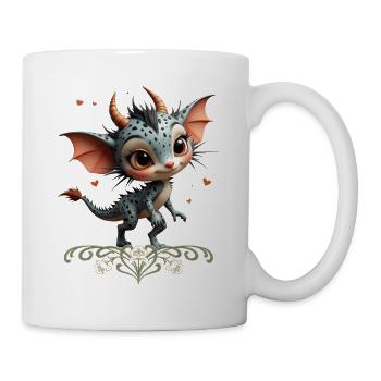 Blauer Drache mit Herzen - Tasse - Weiß - Rechts