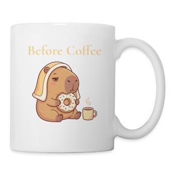 Capybara mit Donut und Kaffee gemütliches Motiv - Tasse - Weiß - Rechts