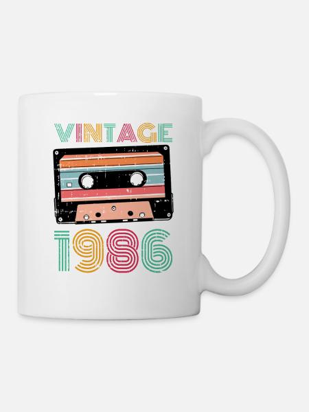 Vintage 1986 Kassette Retro Stil - Tasse - Weiß