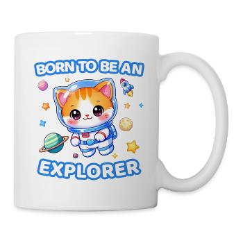 Geboren, um ein Entdecker zu sein Kätzchen-Astronaut männlich - Tasse - Weiß - Rechts
