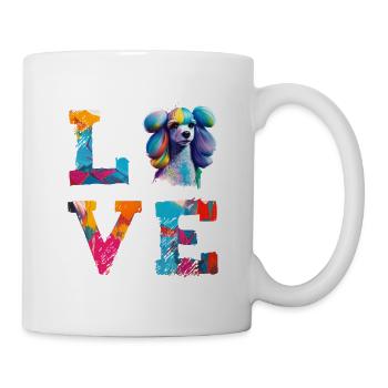 Farbenfrohes Pudel-Pop-Art-Liebes-Hundeliebhaber-Design - Tasse - Weiß - Rechts