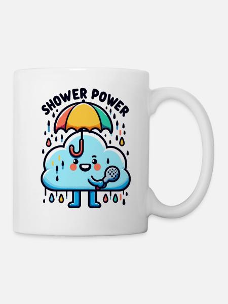 Regenkraft Wolkenlied mit Mikro - Tasse - Weiß