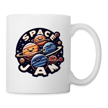 Lachende Planeten im Weltraum - Tasse - Weiß - Rechts