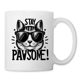 Stay Pawsome Katze mit Sonnenbrille - Tasse - Weiß - Rechts