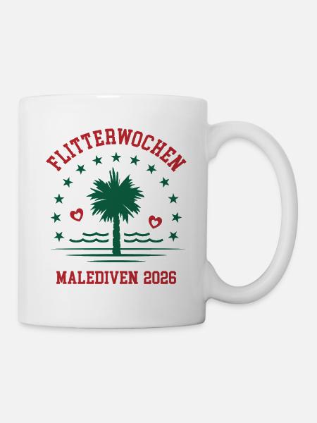 Flitterwochen Malediven 2026 Hochzeitsreise Heirat - Tasse - Weiß