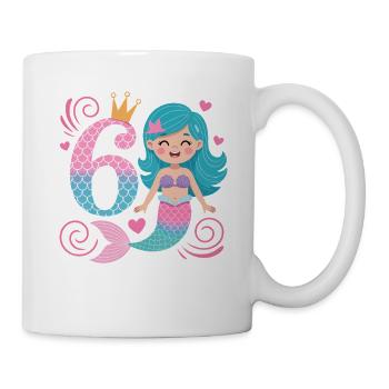 Meerjungfrau 6. Geburtstag 6 Jahre - Tasse - Weiß - Rechts
